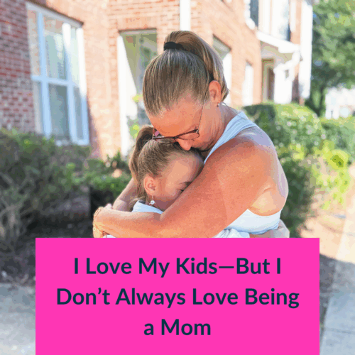 Mom hugging daughter